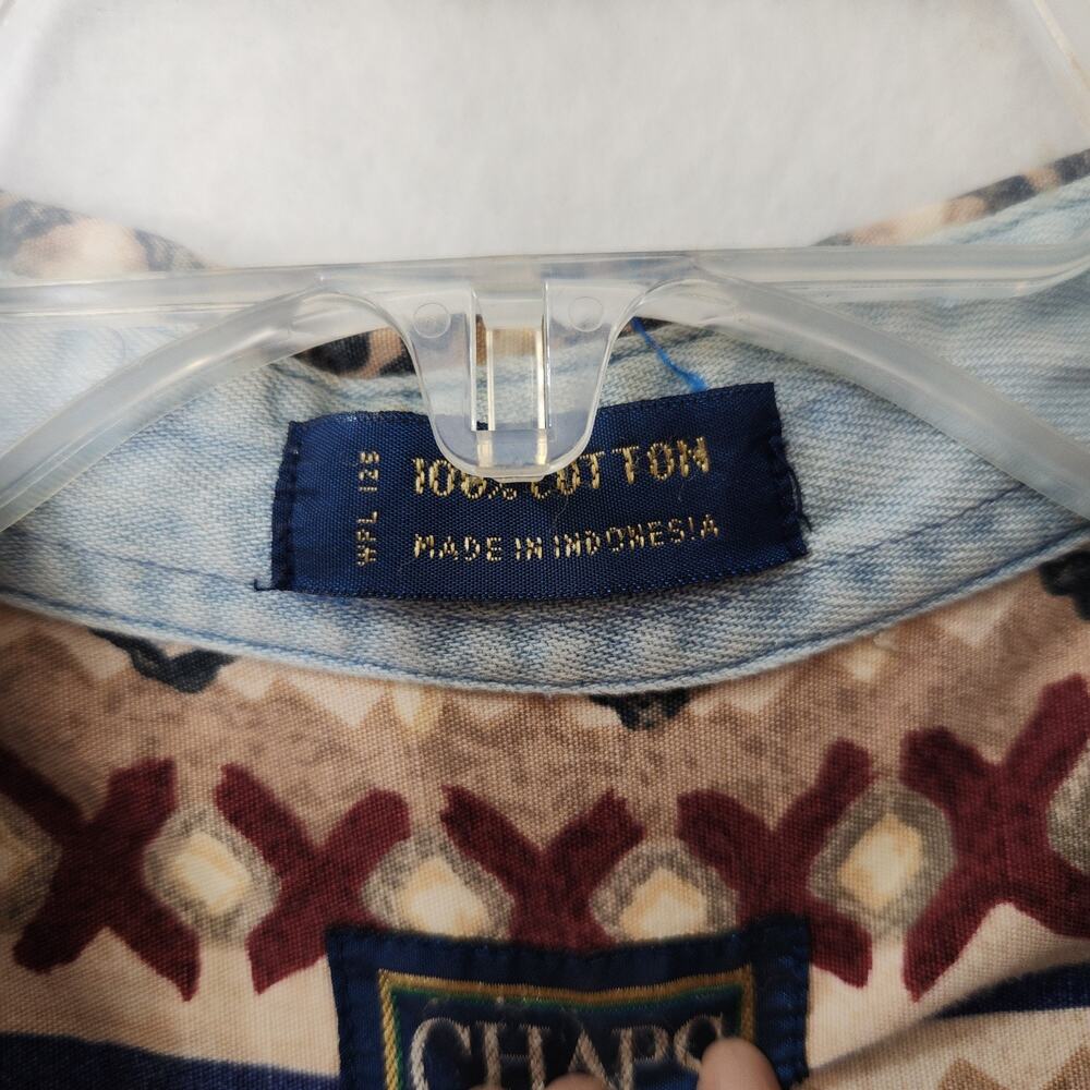 VTG Ralph Lauren Shirt Men Large 90s Funky Pattern Button Up Short Sleeve Tribal - Picture 8 of 8